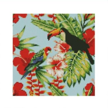 Алмазна картина СА-0010 "Птахи у квітах", розміром 30*30см