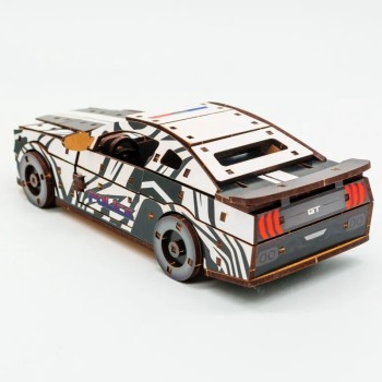 Дерев'яний 3D конструктор Muscle car GT 162 деталі (біла) 00639