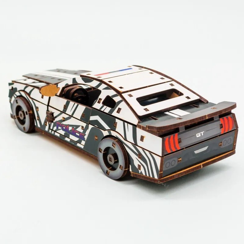 Дерев'яний 3D конструктор Muscle car GT 162 деталі (біла) 00639