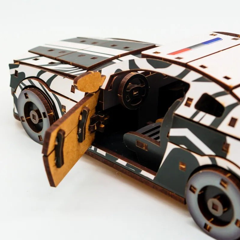 Дерев'яний 3D конструктор Muscle car GT 162 деталі (біла) 00639