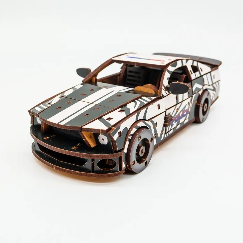 Дерев'яний 3D конструктор Muscle car GT 162 деталі (біла) 00639