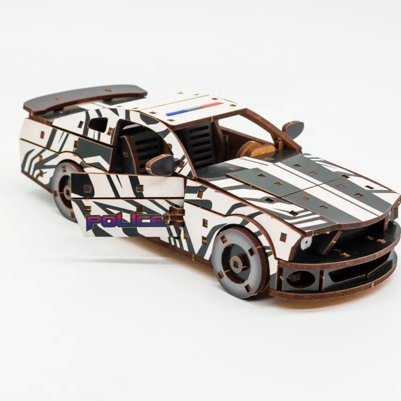 Дерев'яний 3D конструктор Muscle car GT 162 деталі (біла) 00639