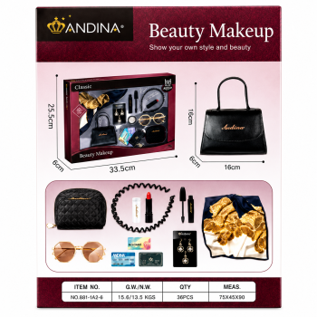 G560431-676-5 Дитячий ігровий набір аксесуарів та косметики «Beauty Makeup» сумочка, косметичка, хустинка, помада, сережки, туш