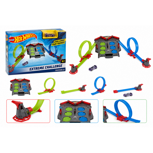 Ігровий трек Hot Wheels «Небезпечний рикошет» з двома петлями та пускачами, для 1–2 гравців