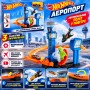 Ігровий трек Hot Wheels «Аеропорт» моторизований з літаками та машинкою, запуск автомобіля в повітря