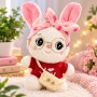 М'яка іграшка Кролик Lalafan 6422 з аксесуарами, светр, окуляри, сумочка, пов'язка, 3 кольори