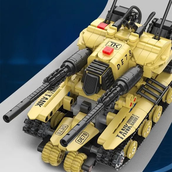 G484249-3906 Іграшковий конструктор Танк з подвійним дулом на радіокеруванні 618 деталей