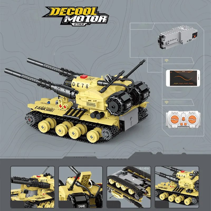 G484249-3906 Іграшковий конструктор Танк з подвійним дулом на радіокеруванні 618 деталей