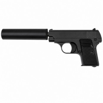 Страйкбольний металевий пістолет Galaxy G1A Colt 25, 6 мм, чорний, з імітатором глушника