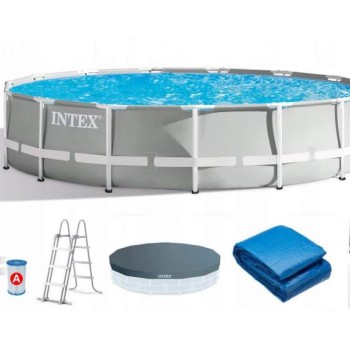 Каркасний басейн 26724  Intex 457 х 107 см (картриджний фільтр 3 785 л/год, драбина, тент, підстилка)