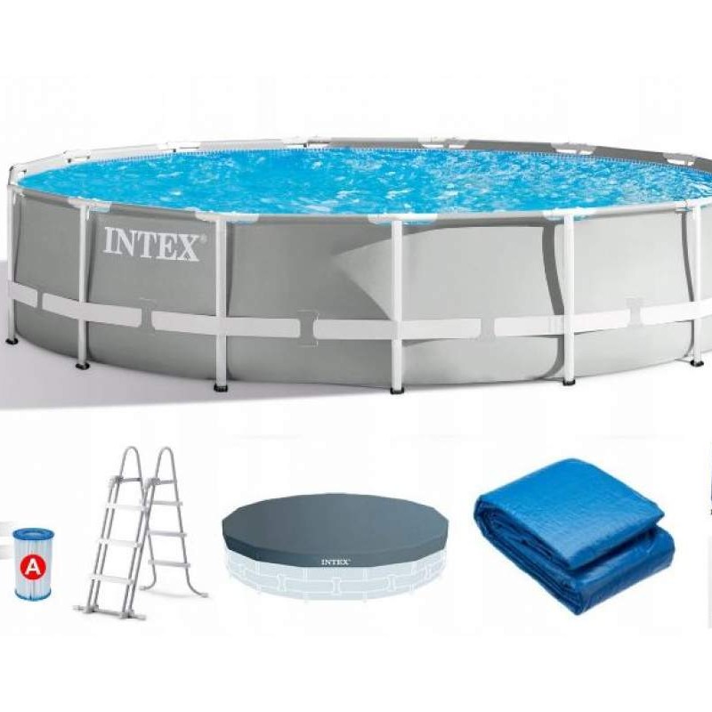 Каркасний басейн 26724  Intex 457 х 107 см (картриджний фільтр 3 785 л/год, драбина, тент, підстилка)