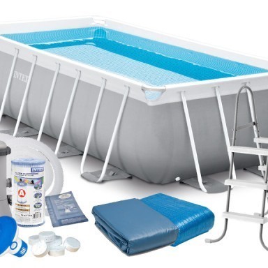INTEX 26792 КАРКАСНИЙ БАСЕЙН 488 x 244 x 107 см (картриджний насос 3785 л/год, драбина, тент, підстилка)
