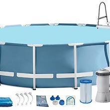 Каркасний басейн Intex 28242 (457 x 122 см) (Картриджний фільтр-насос 3 785 л/год, сходи, тент, підстилка)