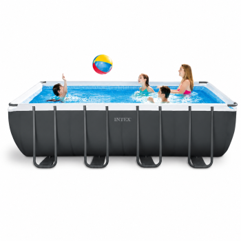Каркасний басейн Intex 26364 Ultra XTR Frame Pool 732 × 366 × 132 см з пісочним фільтр-насосом 7900 л/год, драбиною, тентом, підстилкою