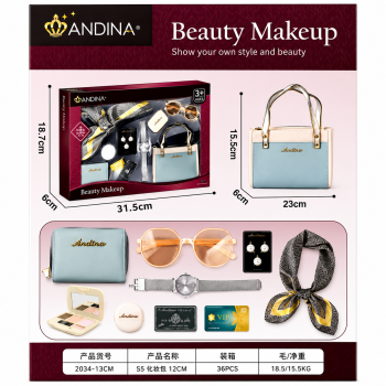G560427-676-1 Дитячий ігровий набір аксесуарів та косметики ANDINA «Beauty Makeup» сумочка, хустинка, сережки, окуляри, пудра, тіні