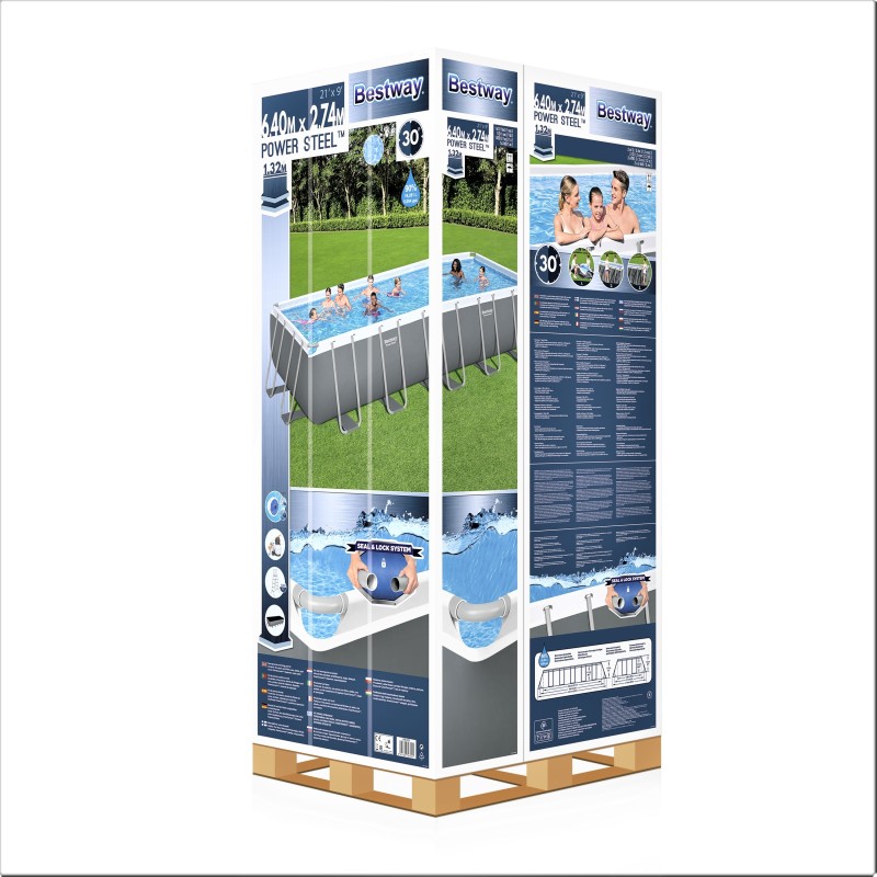 Каркасний басейн Bestway 5612B, 640 х 274 х 132 см (5 678 л/год, тент, сходи, дозатор)