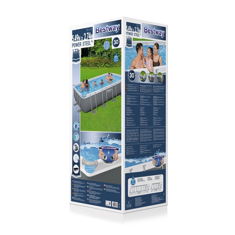 56456 Басейн каркасний прямокутний у комплекті Bestway 4.12m x 2.01m x 1.22m (2 006 л/год, драбина)