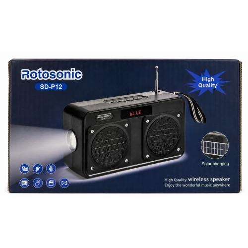 Радіо-ліхтарик SD-P12 з сонячною панеллю, Bluetooth та акумулятором
