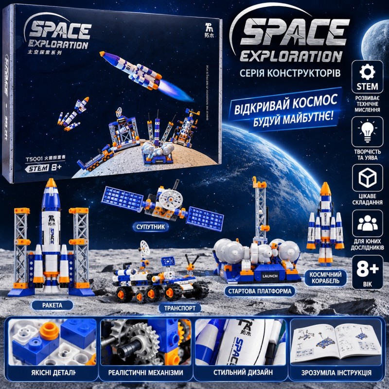 Ракетний конструктор G439477-T5001 Rocket Quartet «Space Exploration» TuoMu, 1107 деталей