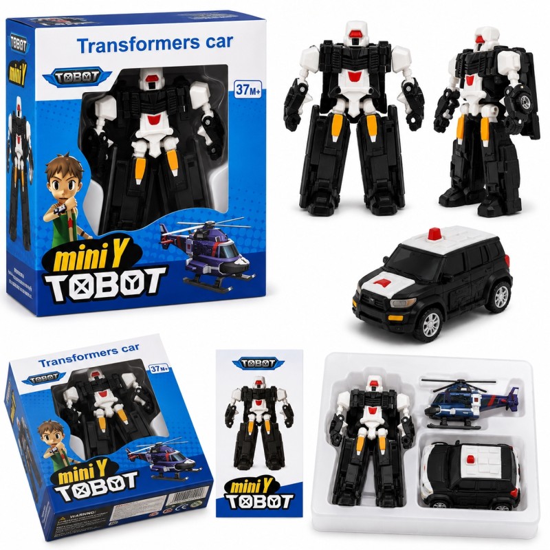 G483197-A1Y-WHITE-BLACK Трансформер Tobot Mini робот-машинка 11 см