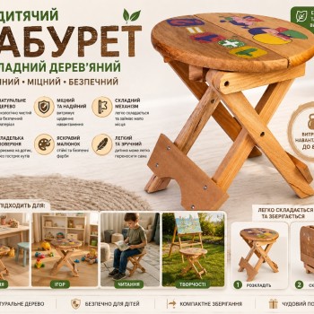B1702 Дитячий дерев'яний стільчик 23 × 23 см