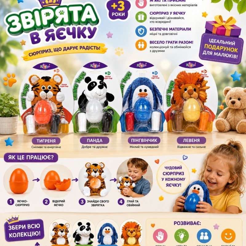 Іграшка-сюрприз Яйце з тваринкою 808B-22, 4 види