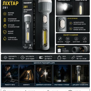 Ліхтар ручний акумуляторний tiross ts-1856 led