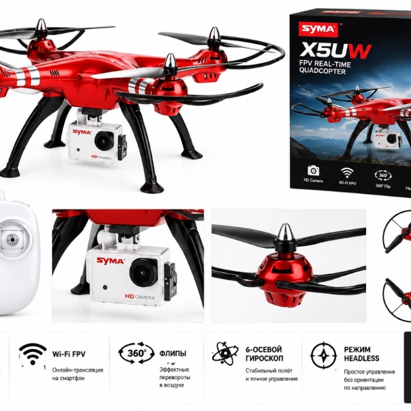 Квадрокоптер SYMA X8HG з камерою 8 МП, Headless Mode та датчиком висоти