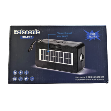 Радіо-ліхтарик SD-P12 з сонячною панеллю, Bluetooth та акумулятором