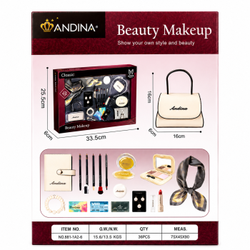 G560432-676-6 Дитячий ігровий набір аксесуарів та косметики ANDINA «Beauty Makeup» сумочка, хустинка, помада, сережки, тіні