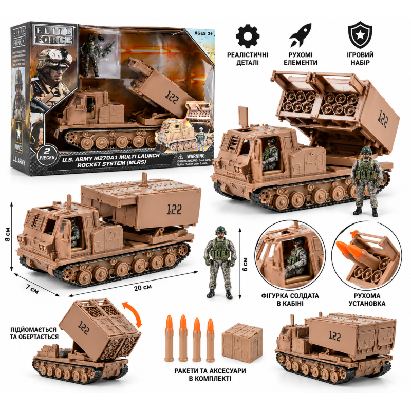101839 Ігровий набір ELITE FORCE «Пускова ракетна установка M270A1» з фігуркою