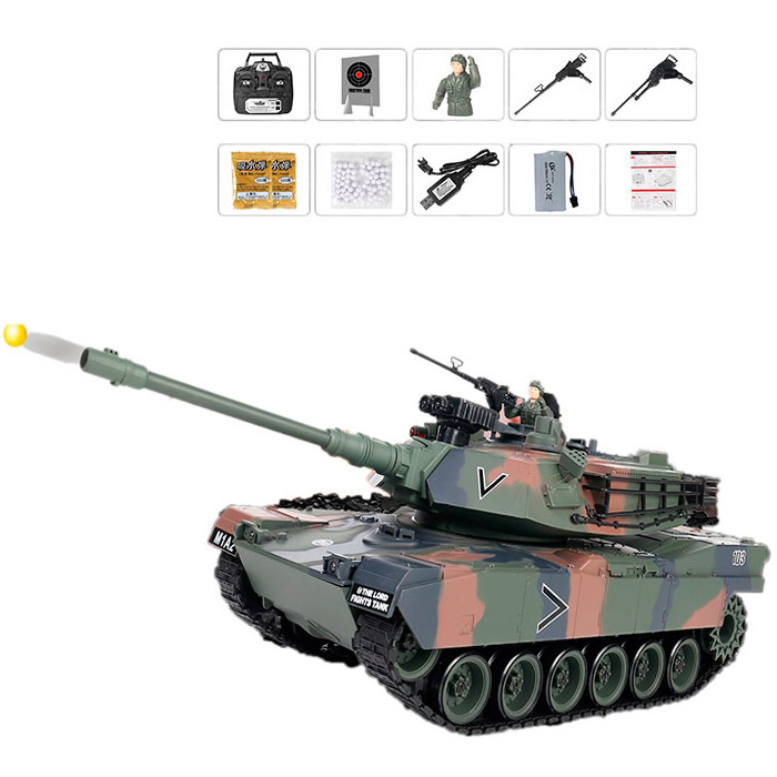 G239437-ZY021-817  БОЄВИЙ ТАНК СПОЛУЧЕНІ ШТАТИ  акумуляторний радіокерований зі звуком сірий стріляє арбізом кульками