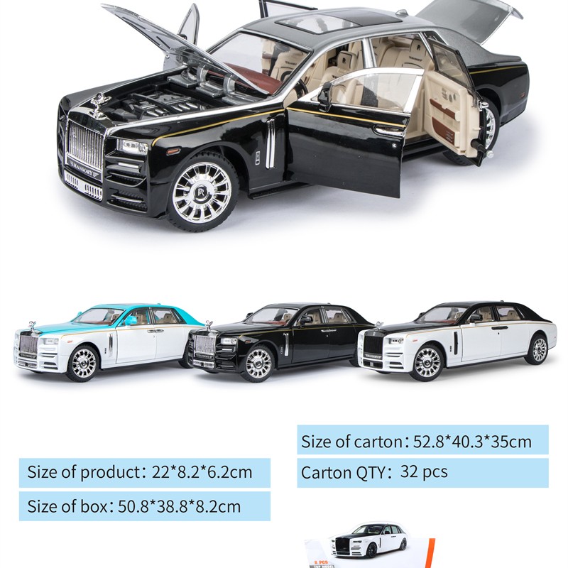 G458901-DC24102 Металева машинка 1:24 Rolls-Royce Phantom 3 кольори інерція, світло, звук