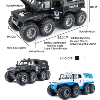 G458920-DC24313 SHAMAN CONQUERORS POLICE CARS 1:24, 8x8 ATV, 2 кольори, підсвічування фар, реалістичні звуки