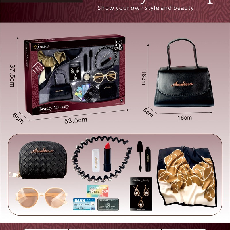 G560431-676-5 Дитячий ігровий набір аксесуарів «Beauty Makeup» сумочка, косметичка, хустинка, помада, сережки, туш