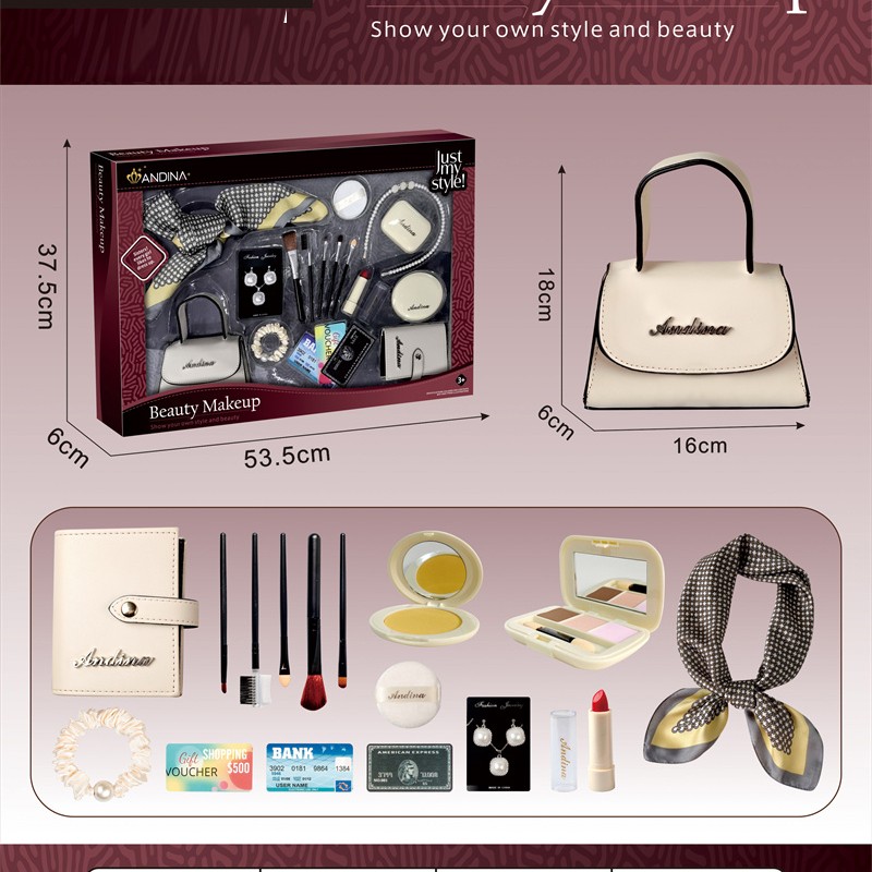 G560432-676-6 Дитячий ігровий набір аксесуарів ANDINA «Beauty Makeup» сумочка, хустинка, помада, сережки, тіні
