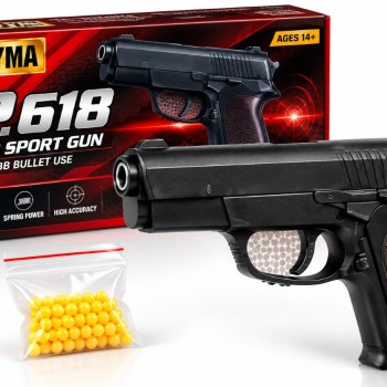 Дитячий пістолет CYMA P618+ на пластикових кульках BB 6 мм із ліхтариком, 16 см