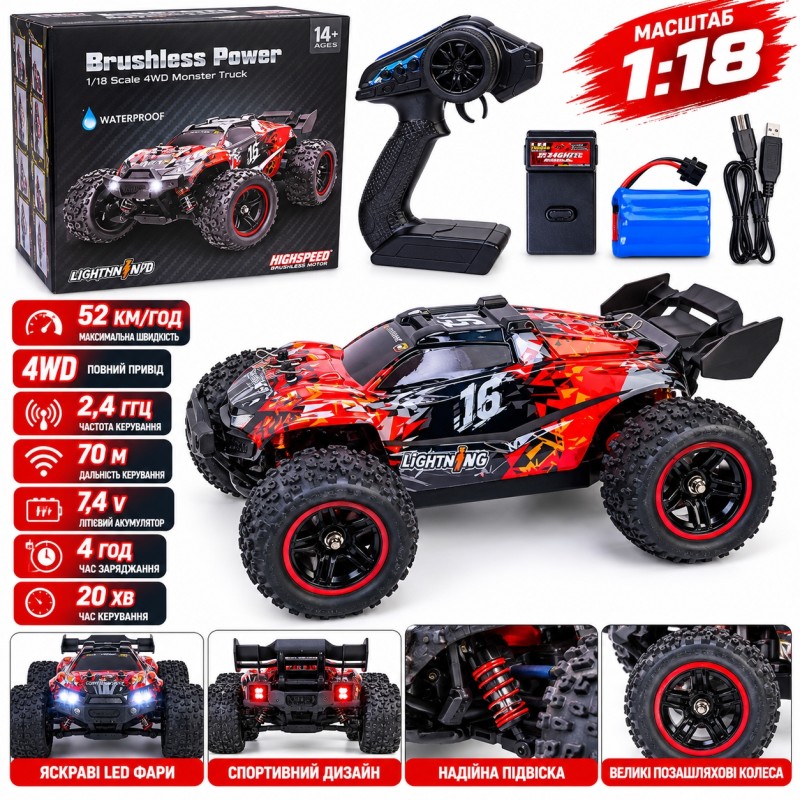 Швидкісна машина на радіокеруванні 4WD 1:18 G271869-HS18421 до 52 км/год