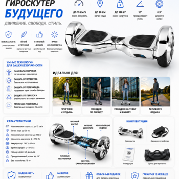 Дитячий гіроскутер T-A10 2×350 Вт 36 В, фарбування металік