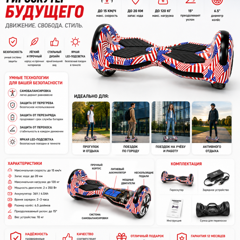 Дитячий гіроскутер T-A11 2×350 Вт 36 В