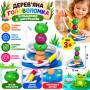 Дерев'яна головоломка-кільцекид «Жабка» зі шнурками 5312, 15×14 см
