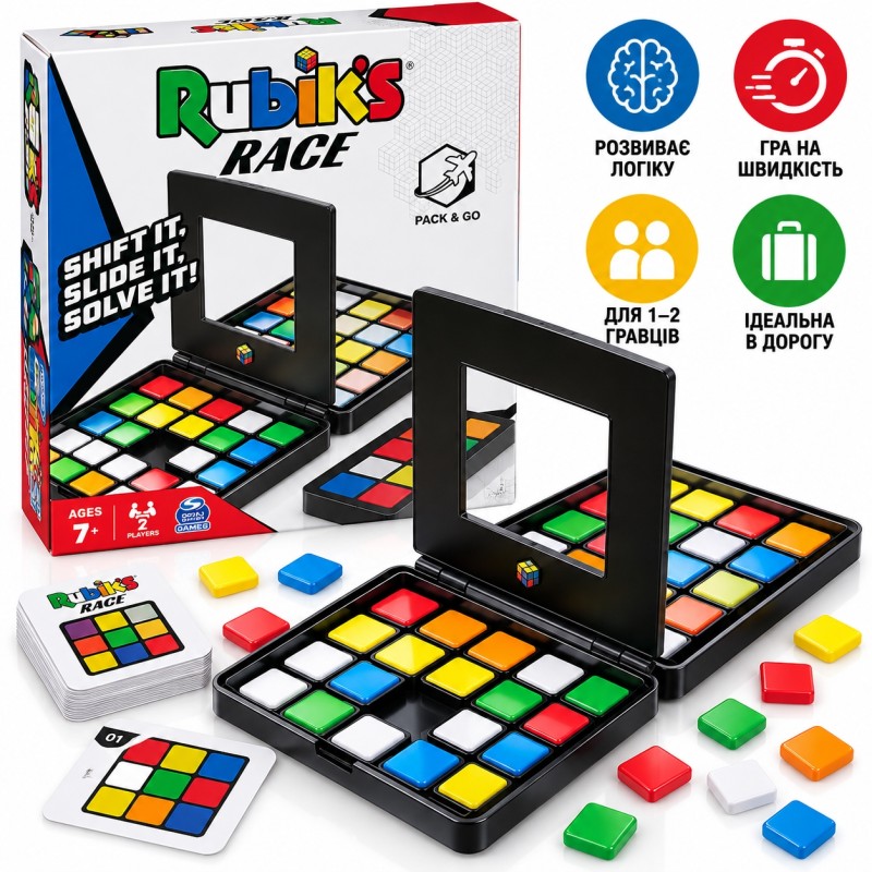 Головоломка в дорогу Rubik's «Кольоринки» 6063172 — логічна гра на швидкість для двох гравців