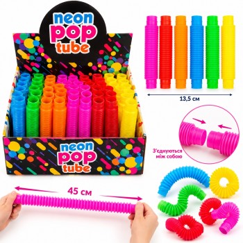 Іграшка антистрес Труба Pop Tube 7078 розтяжна, 13,5–45 см, 6 кольорів
