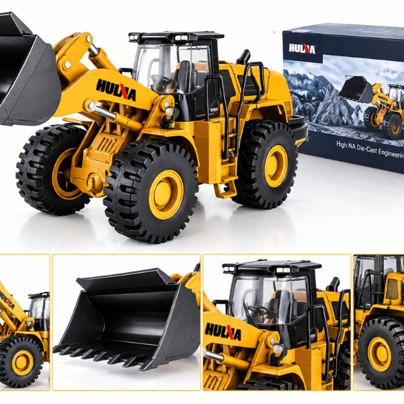 1714-2  Металевий екскаватор 1:50 з рухомим ковшем, будівельна техніка, 22,6 см