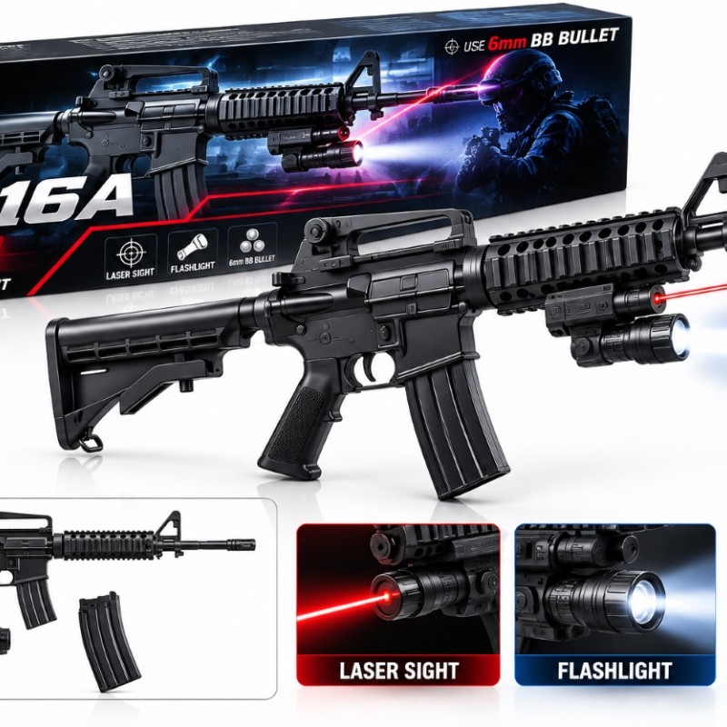 Іграшковий автомат CYMA M-16A на пластикових кульках BB із лазерним прицілом та ліхтариком