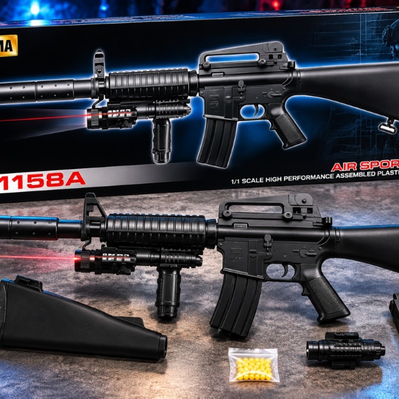Автомат механічний з прицілом, глушник, ліхтар, лазер CYMA P.1158А